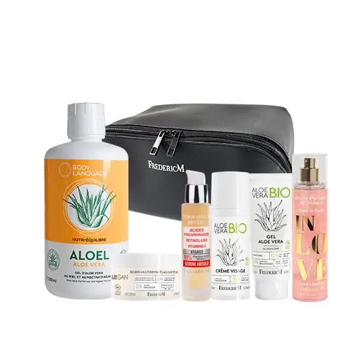 Le coffret Magic 6 Frederic M avec ses 6 produits best-sellers dont Aloel et la Crème Visage Aloe Vera.