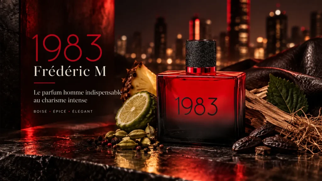 Eau de toilette 1983 Frédéric M, parfum homme boisé épicé au style élégant et charismatique